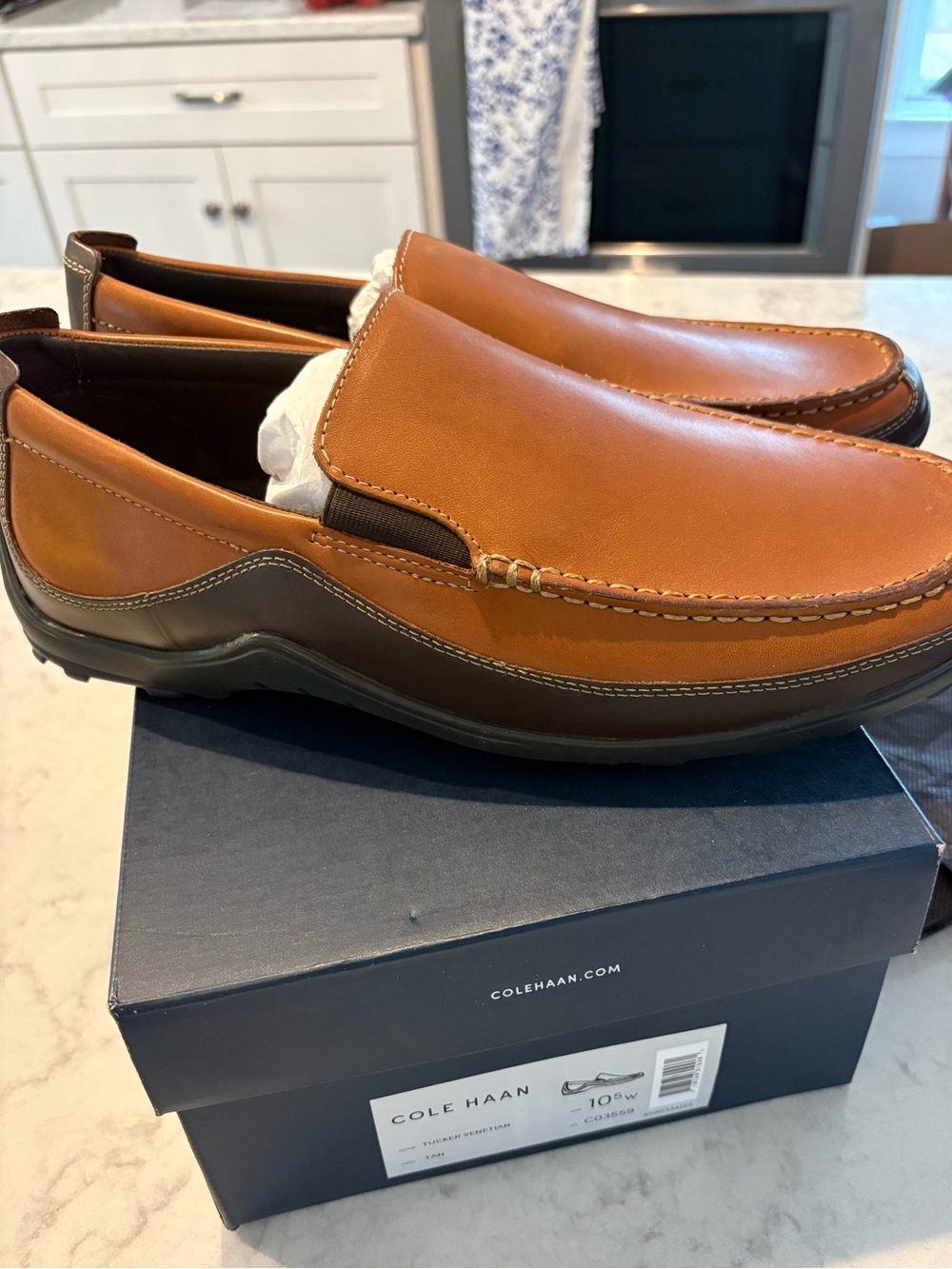 Cole Haan Tucker Venetian Tan Leather Slip-On Loafers 10.5W